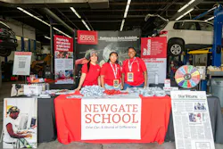 Riley Estrada, Ivy Christensen, and Miselo Malana at the Newgate School booth provide information to visitors. Riley Estrada, Ivy Christensen, and Miselo Malana at the Newgate School booth provide information to visitors.