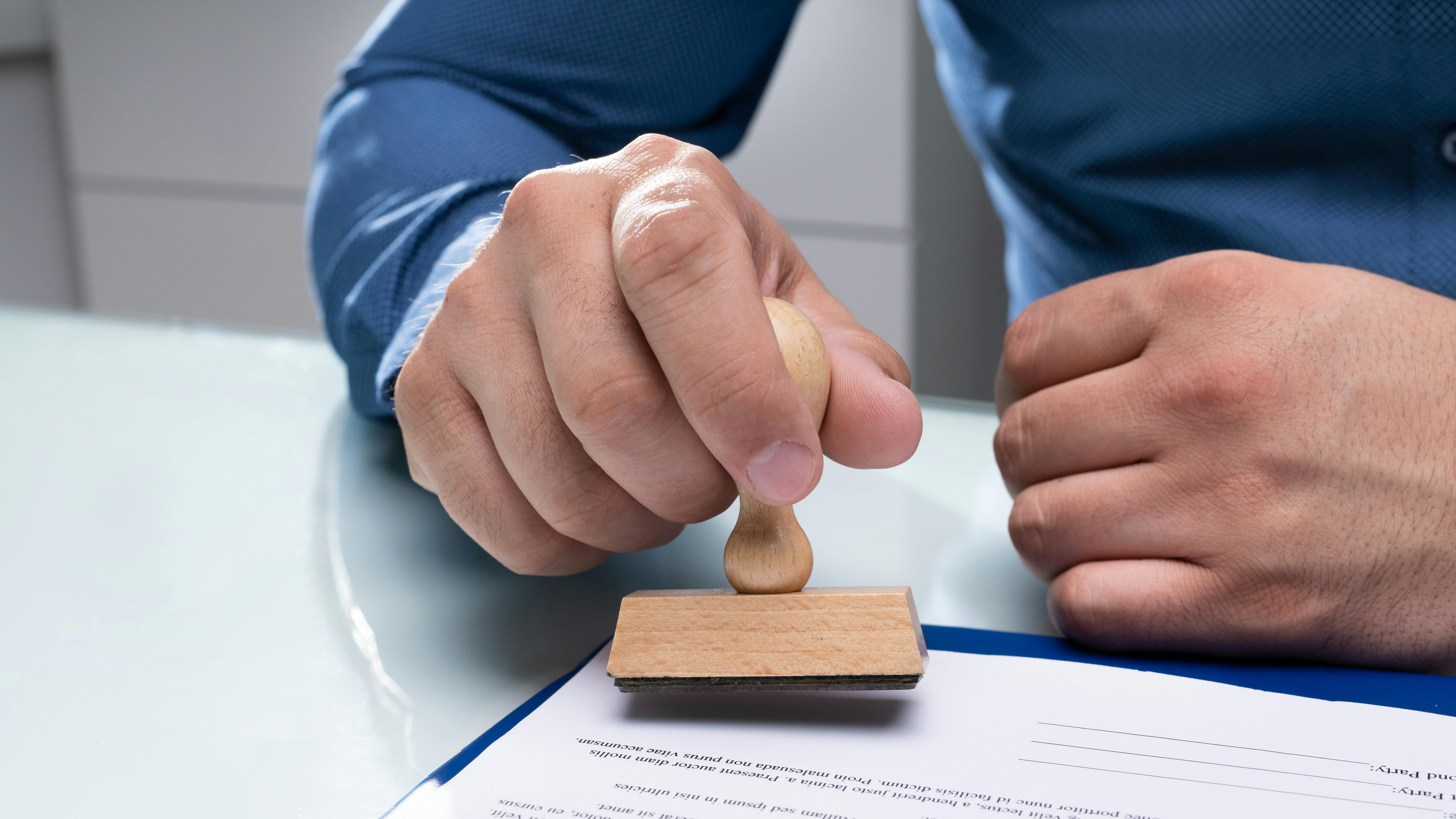 Rubberstamp and contract or license