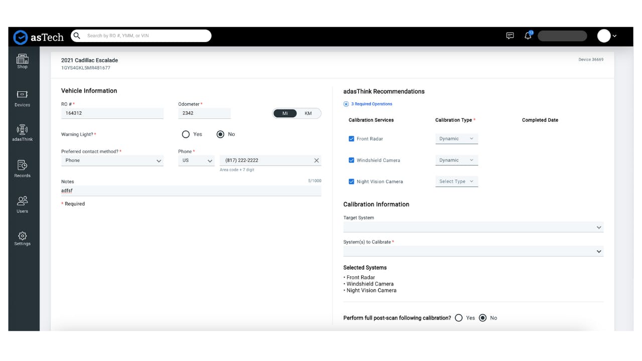 Connected Calibrations enhances asTech&rsquo;s adasThink, automatically flagging required calibrations in a real-time dashboard.