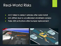 WHY CALIBRATION IS CRITICAL Illustrations throughout the course hammer home the importance of calibrations of various ADAS sensors and the consequences if they are skipped...or done poorly. WHY CALIBRATION IS CRITICAL Illustrations throughout the course hammer home the importance of calibrations of various ADAS sensors and the consequences if they are skipped...or done poorly.