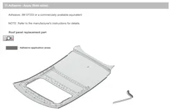 (Figure 3) Honda calls for a structural/impact-resistant adhesive for the laser-brazed roof skin replacement on this Civic. (Figure 3) Honda calls for a structural/impact-resistant adhesive for the laser-brazed roof skin replacement on this Civic.
