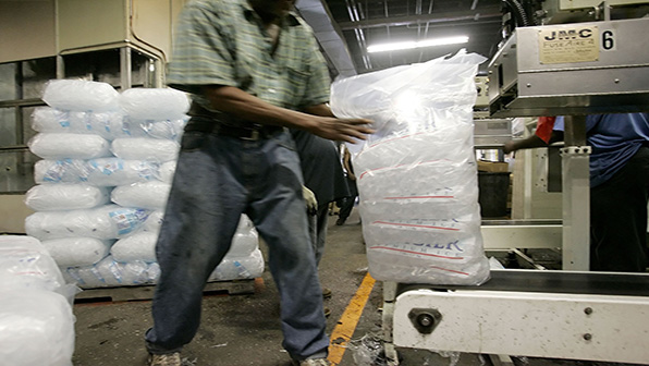 Refrigeratedtransporter 1268 Ice Bags Being Loaded