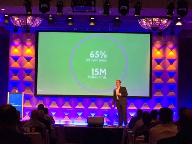 Newth Morris cofounder of Telogis taking the stage at the company39s annual user forum