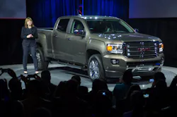 Mary Barra GM39s CEOelect introduces the new 2015 GMC Canyon midsize pickup at the North American International Auto Show Mary Barra GM39s CEOelect introduces the new 2015 GMC Canyon midsize pickup at the North American International Auto Show