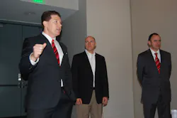 Left to right Mike Taylor Scott Davis and Mario SanchezLara discussing new joint EatonCummins powertrain efforts at the 2016 TMC annual meeting Photo by Sean KilcarrFleet Owner Left to right Mike Taylor Scott Davis and Mario SanchezLara discussing new joint EatonCummins powertrain efforts at the 2016 TMC annual meeting Photo by Sean KilcarrFleet Owner