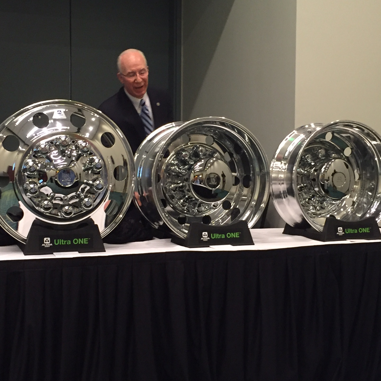 Left to right Alcoarsquos new Ultra One 245in by 825in wheel 225in by 14in wheel and 225in by 9in wheel Photo by Sean KilcarrFleet Owner