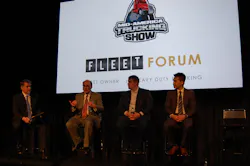 Left to right Jim Mele editor in chief of Fleet Owner Fred Andersky Bendix Commercial Vehicle Systems Thayne Boren Truckstopcom Wallace Lau Frost amp Sullivan Photo by Sean KilcarrFleet Owner Left to right Jim Mele editor in chief of Fleet Owner Fred Andersky Bendix Commercial Vehicle Systems Thayne Boren Truckstopcom Wallace Lau Frost amp Sullivan Photo by Sean KilcarrFleet Owner