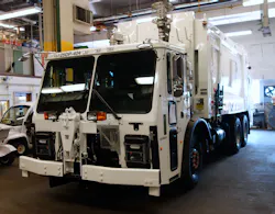 A new Mack LR is prepped for duty as an NYC refuse collection truck ready to do double duty as a snow plow when needed A new Mack LR is prepped for duty as an NYC refuse collection truck ready to do double duty as a snow plow when needed
