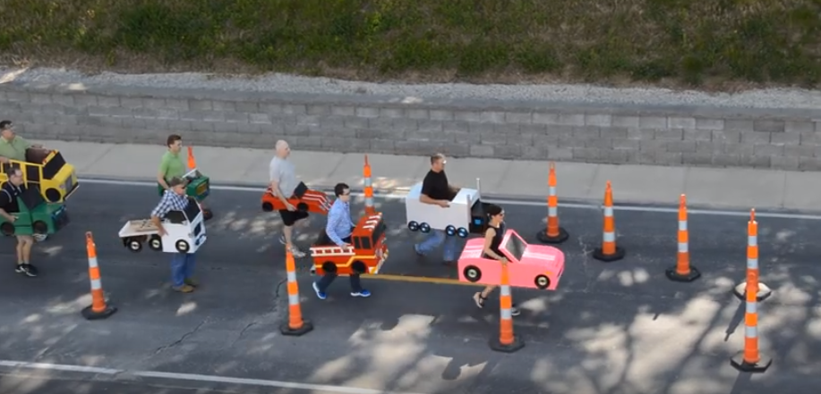 Missouri39s Department of Transportation produced a video with adults walking in cardboard vehicles educating children about the benefits of the zipper merge