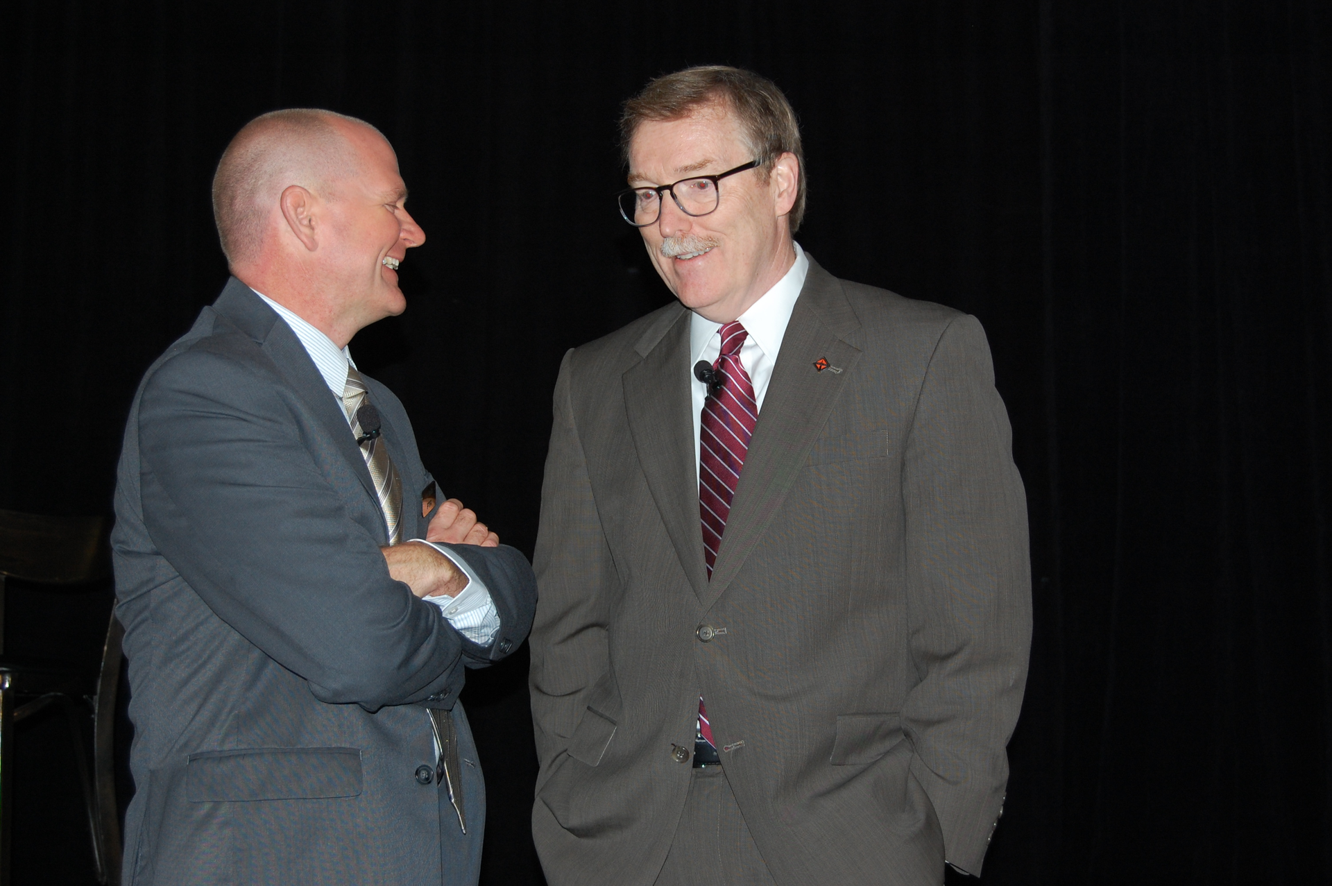 Navistar39s Troy Clarke at right shares a prepresentation laugh with FTR39s Eric Starks Photo by Sean KilcarrFleet Owner