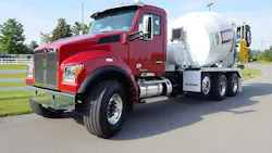 Kenworth expanded its T880 with a setforward front axle configuration at the ConcreteWorks show Kenworth expanded its T880 with a setforward front axle configuration at the ConcreteWorks show