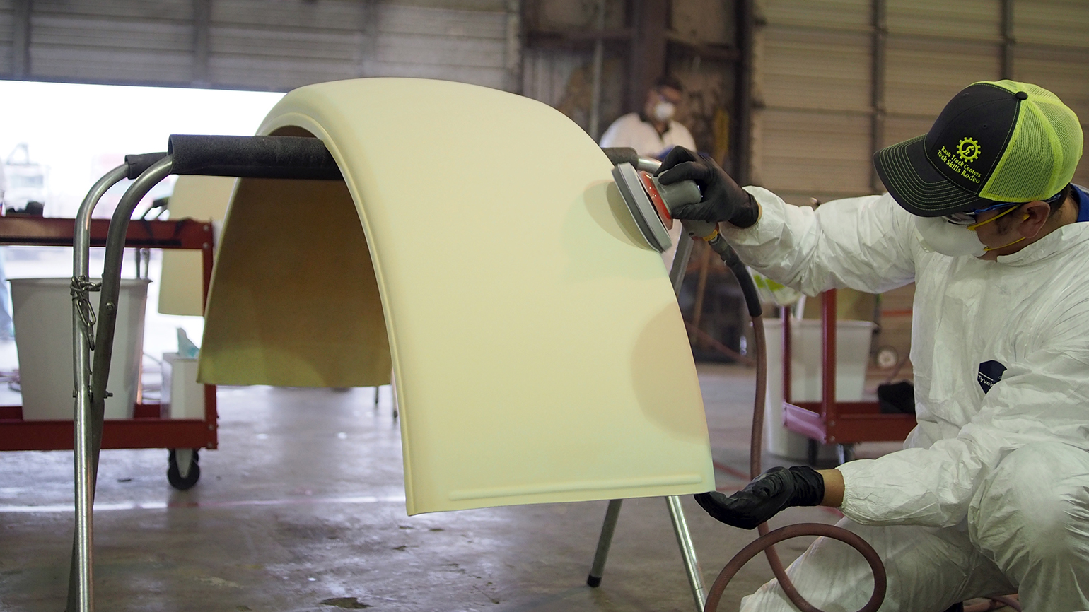 Five technicians are competing in the CollisionPaint Repair division seen here at the 2016 Rush Technician Skills Rodeo and five are competing in the CollisionBody Repair category Photo by Aaron MarshFleet Owner