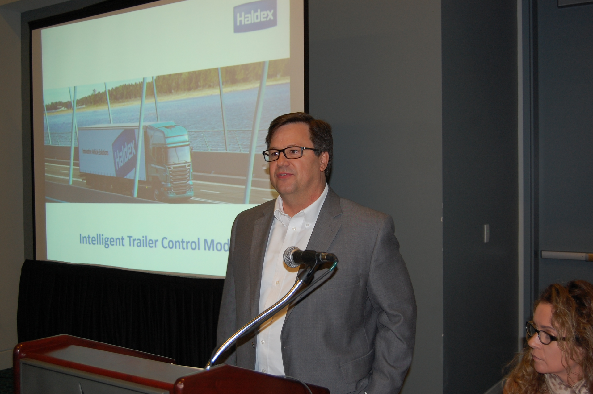 Scott Walpole Haldexrsquos North America product manager for ABSEBS and valves Photo by Sean Kilcarr for Fleet Owner