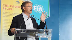 DHL Express CEO Ken Allen speaks at a press briefing prior to the Formula E Qualcomm ePrix race this weekend Aaron Marsh Fleet Owner DHL Express CEO Ken Allen speaks at a press briefing prior to the Formula E Qualcomm ePrix race this weekend Aaron Marsh Fleet Owner