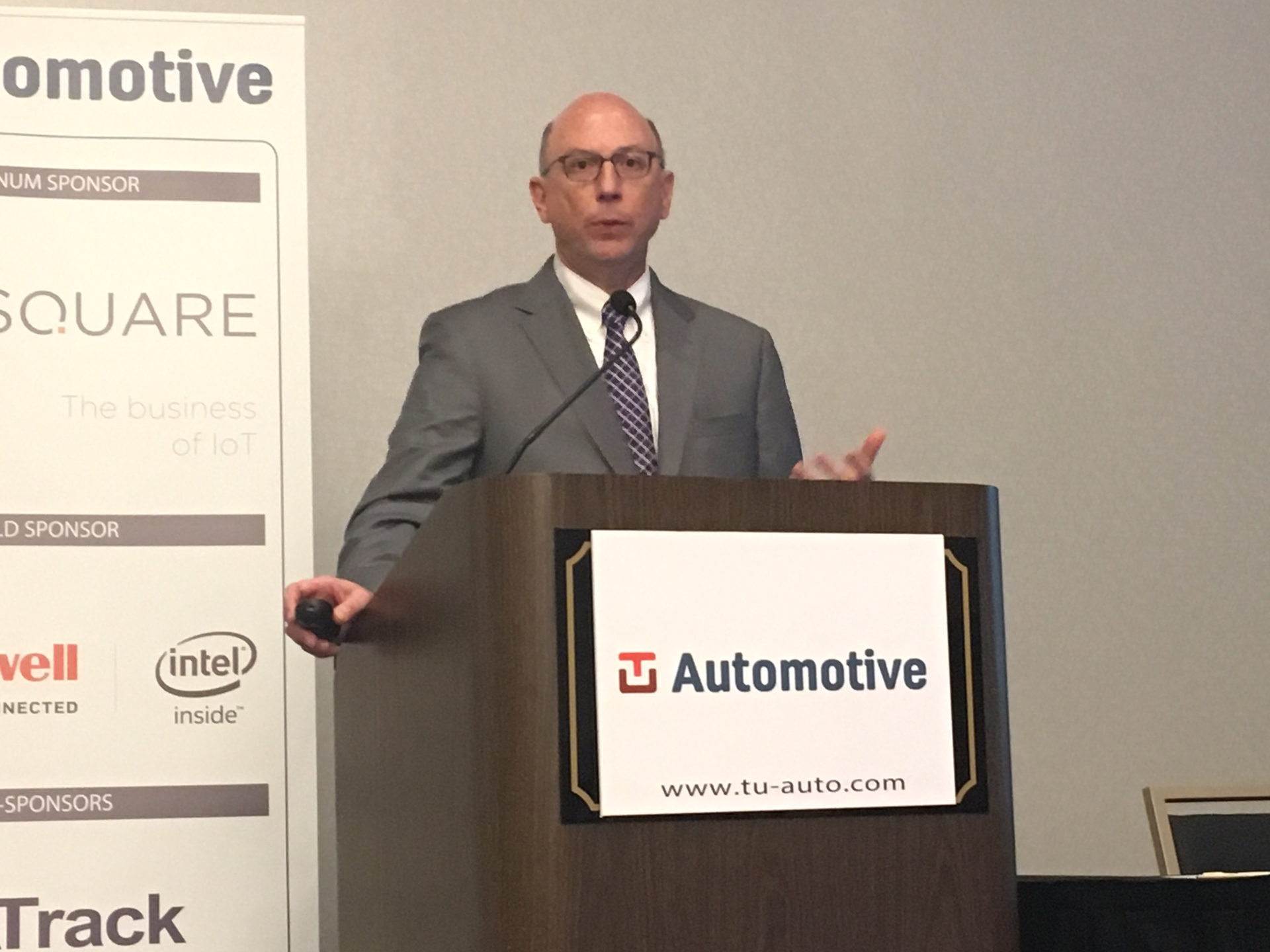 Michael Cammisa ATA39s vice president of safety policy connectivity and technology discusses technology policy and businesses perspectives as they relate to driving change in automated trucking during TUAutomotive39s Connected Fleets 2017 Photo Cristina Commendatore Fleet Owner