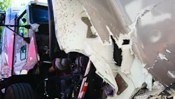 Crashed heavy truck Crashed heavy truck