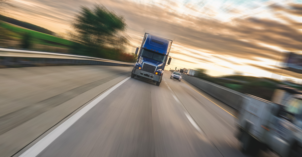 truck tractor in motion