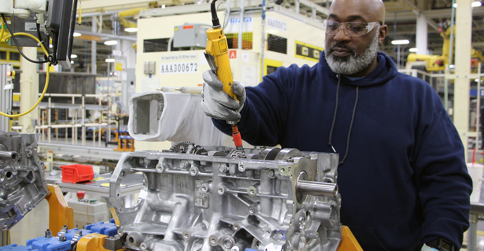 FCA Trenton Engine Complex employee Michael Williams helps assemble the 10-millionth Pentastar V6 engine on Feb. 13.
