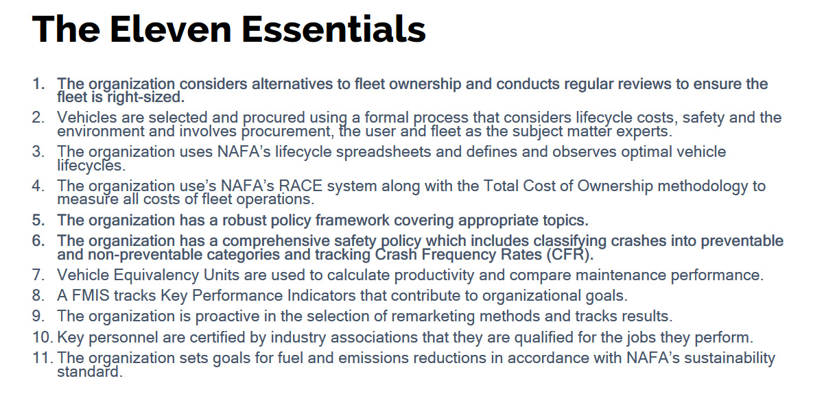 NAFA Fleet Management's 11 essentials