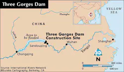 A map of where the Three Gorges Dam is located in China. A map of where the Three Gorges Dam is located in China.
