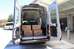 The 2020 Transit Crew Van had 300 cubic feet of space behind the passenger row. The 2020 Transit Crew Van had 300 cubic feet of space behind the passenger row.