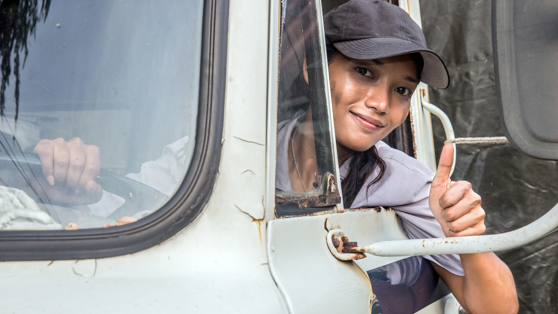 Woman Trucker Thumbs Up Milkovasa Dreamstime 5f6caa7471432