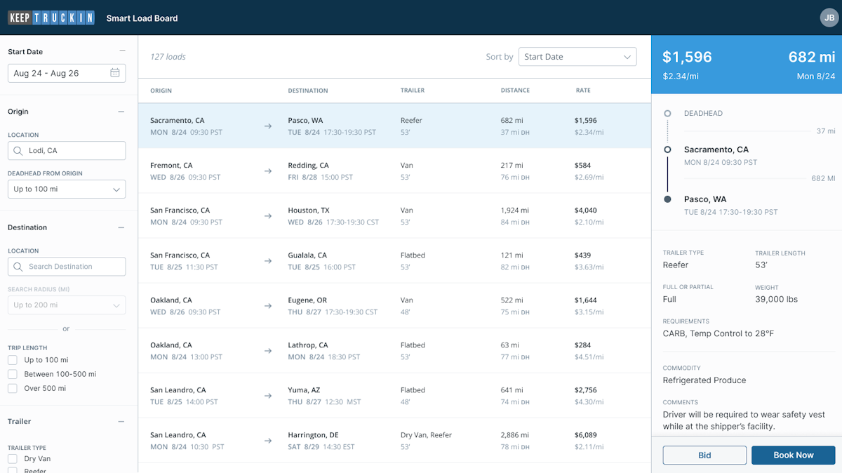 KeepTruckin launches Smart Load Board FleetOwner