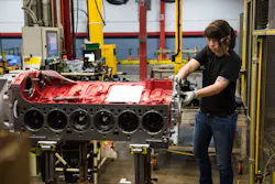 A Cummins worker at the Jamestown Engine Plant in Jamestown, N.Y. assembles a X12 engine, which was launched in 2018 to offer customers a more modest displacement (11.8L) than the X15 (14.9L). The X12 is currently available with Freightliner, Western Star, Autocar, Oshkosh, Terex and several other specialty truck manufacturers. A Cummins worker at the Jamestown Engine Plant in Jamestown, N.Y. assembles a X12 engine, which was launched in 2018 to offer customers a more modest displacement (11.8L) than the X15 (14.9L). The X12 is currently available with Freightliner, Western Star, Autocar, Oshkosh, Terex and several other specialty truck manufacturers.