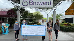 From left to right: Kim Vassar, vice president of philanthropy, Arc Broward; Dennis Haas, president/CEO, Arc Broward; Fran Flynn, VP of community outreach at Fleet Advantage; Katerina Jones, senior director of marketing and business development at Fleet Advantage; Elizabeth Gomez, marketing and business development coordinator at Fleet Advantage From left to right: Kim Vassar, vice president of philanthropy, Arc Broward; Dennis Haas, president/CEO, Arc Broward; Fran Flynn, VP of community outreach at Fleet Advantage; Katerina Jones, senior director of marketing and business development at Fleet Advantage; Elizabeth Gomez, marketing and business development coordinator at Fleet Advantage