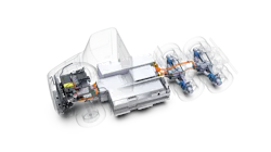 Meritor's 14Xe electric powertrain is designed to provide efficiency, performance, weight savings, and space utilization. Key features, compared to remote mount systems, include a tighter turning radius due to a shorter wheelbase; increased room between frame rails for additional battery capacity, which extends the range of the vehicle; and lighter weight. Meritor's 14Xe electric powertrain is designed to provide efficiency, performance, weight savings, and space utilization. Key features, compared to remote mount systems, include a tighter turning radius due to a shorter wheelbase; increased room between frame rails for additional battery capacity, which extends the range of the vehicle; and lighter weight.