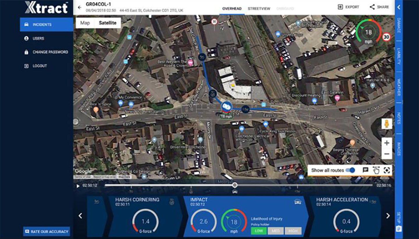 Xtract360 allows claims handlers and fleets to get a crash reconstruction within a minute of the event, and allows the handler to quickly assess and manage liability.