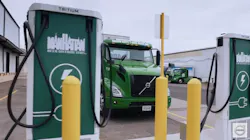 A new Volvo all-electric truck, parked in a charging station at Manhattan Beer Distributors headquarters in the Bronx, New York. A new Volvo all-electric truck, parked in a charging station at Manhattan Beer Distributors headquarters in the Bronx, New York.