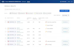 Ford Pro Telematics Essentials offers fleets web-based access to vehicle health data, including odometer readings, diagnostic trouble codes, information on oil life and engine hours. Ford Pro Telematics Essentials offers fleets web-based access to vehicle health data, including odometer readings, diagnostic trouble codes, information on oil life and engine hours.