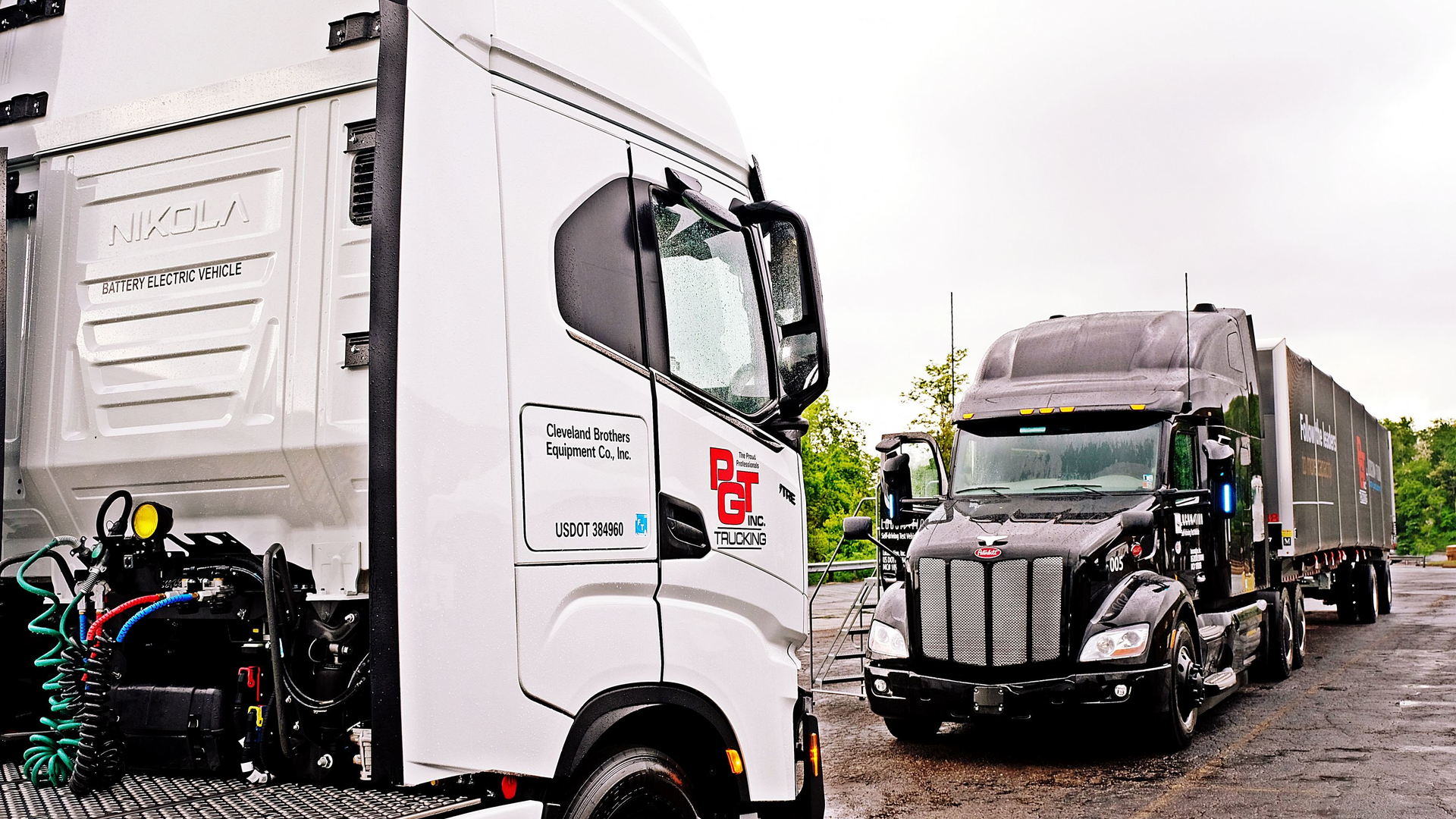 Locomation&rsquo;s Autonomous Relay Convoy (ARC) Tractor and Nikola&rsquo;s Tre BEV Tractor and Mobile Charging Trailer (MCT) were on display at PGT Trucking's corporate headquarters during the Innovation Showcase.