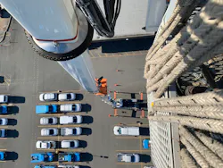 The view from the top of a PG&E boom on one of the fleet's 'trouble trucks.' The view from the top of a PG&E boom on one of the fleet's 'trouble trucks.'