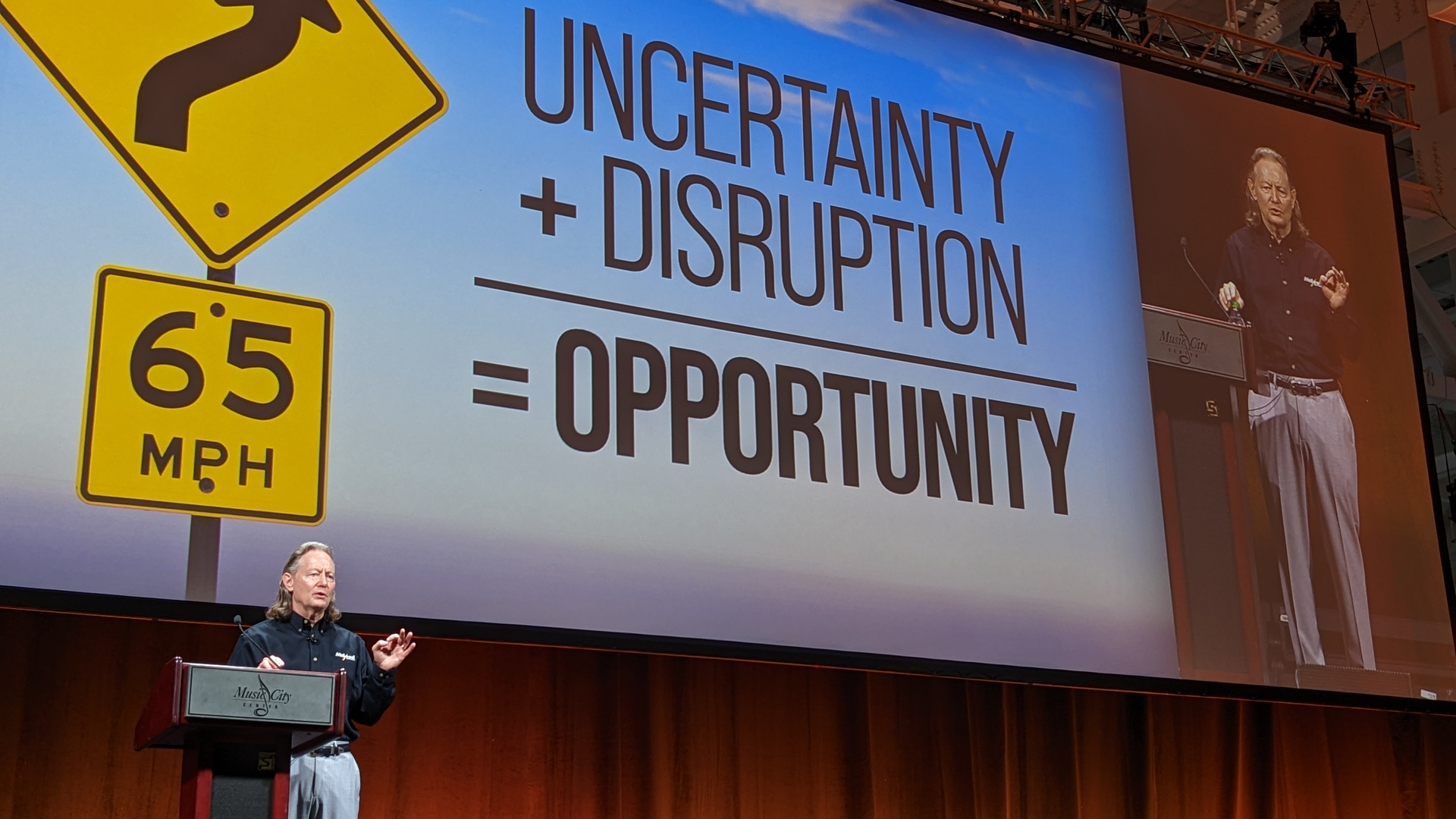 McLeod Software CEO Tom McLeod addresses customers at his company's 2022 user conference in Nashville.