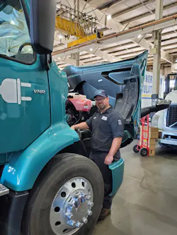 Expressway Trucks has two technicians trained to service battery-electric trucks. Expressway Trucks has two technicians trained to service battery-electric trucks.