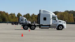 Industry media had the chance to drive two tractors, one equipped with a traditional hydraulic steering system and the other equipped with ZF's electric power steering, on a track at the Transportation Research Center just outside Columbus, Ohio. Industry media had the chance to drive two tractors, one equipped with a traditional hydraulic steering system and the other equipped with ZF's electric power steering, on a track at the Transportation Research Center just outside Columbus, Ohio.