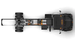 An overhead view of the chassis of the new Mack MD Electric for Classes 6-7. An overhead view of the chassis of the new Mack MD Electric for Classes 6-7.