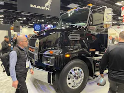 Work Truck Week 2023 attendees check out the freshly unveiled Mack MD Electric on March 8 on the show floor in Indianapolis. Work Truck Week 2023 attendees check out the freshly unveiled Mack MD Electric on March 8 on the show floor in Indianapolis.