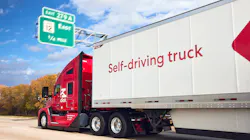 A Generation 5 Kodiak Driver-operated tractor-trailer on the highway. A Generation 5 Kodiak Driver-operated tractor-trailer on the highway.