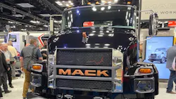 The Mack MD Electric at its March unveiling at Work Truck Week 2023 in Indianapolis. The Mack MD Electric at its March unveiling at Work Truck Week 2023 in Indianapolis.