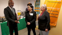 Left to right: Florida A&M President Larry Robinson, Chevron Senior Social Investment Advisor Karen Rawls, and Fab Foundation President and CEO Sherry Lassiter discuss the future of the university's Fab Lab. Left to right: Florida A&M President Larry Robinson, Chevron Senior Social Investment Advisor Karen Rawls, and Fab Foundation President and CEO Sherry Lassiter discuss the future of the university's Fab Lab.
