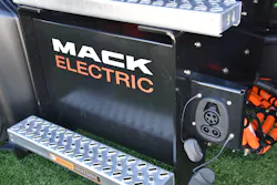 The Mack MD Electric can be charged with either AC 19.2 kW for a 6 to 11 hour charge time, or with DC 80 kW charge in 100 to 150 minutes. The Mack MD Electric can be charged with either AC 19.2 kW for a 6 to 11 hour charge time, or with DC 80 kW charge in 100 to 150 minutes.