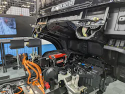 A look under the cab of the Bollinger B4. A look under the cab of the Bollinger B4.