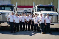 The top diesel technology students from across Massachusetts competed in the 2024 SkillsUSA state competition at Advantage Truck Group in Shrewsbury. From left are: Aiden Nugent, Gerald Higgins, second-place winner Nolan Lukasik, Gavin Natti, Devin Skena, John Cantalupo, Alexzander Raimondo, third-place winner Elizabeth Santos, Bryan Nguyen, Jonathan Tremblay, and first-place winner Josh Maillet. The top diesel technology students from across Massachusetts competed in the 2024 SkillsUSA state competition at Advantage Truck Group in Shrewsbury. From left are: Aiden Nugent, Gerald Higgins, second-place winner Nolan Lukasik, Gavin Natti, Devin Skena, John Cantalupo, Alexzander Raimondo, third-place winner Elizabeth Santos, Bryan Nguyen, Jonathan Tremblay, and first-place winner Josh Maillet.