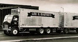 An early Freightliner cabover truck. An early Freightliner cabover truck.