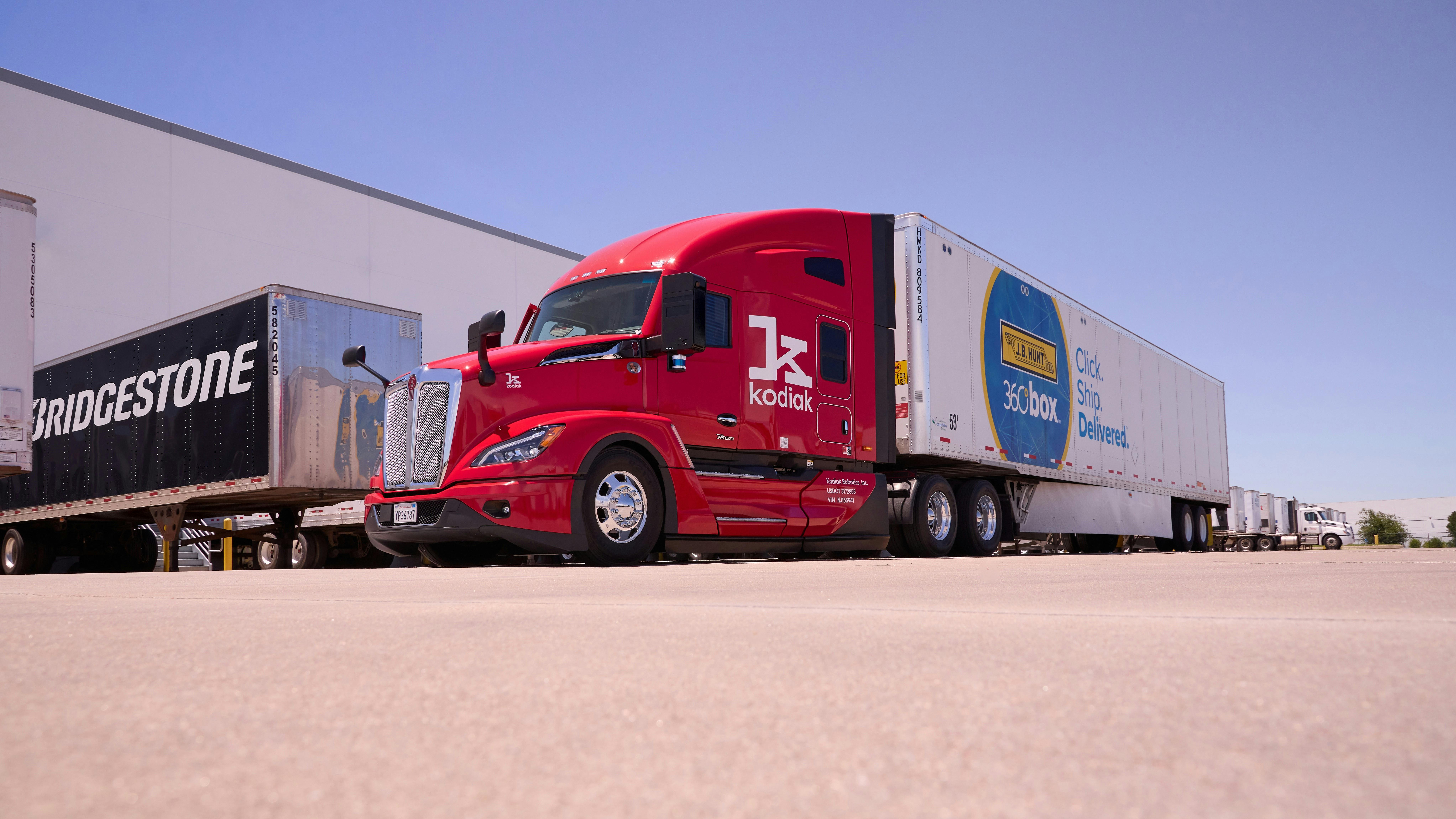 J.B. Hunt, Bridgestone, and Kodiak surpass 50,000 autonomous, long-haul trucking miles without accidents