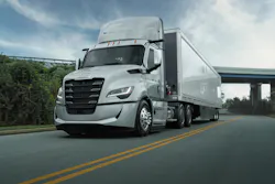 A look at the fifth generation Freightliner Cascadia 116-inch day cab configuration operating on the road. A look at the fifth generation Freightliner Cascadia 116-inch day cab configuration operating on the road.