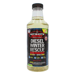 Hot Shot’s Secret’s Diesel Winter Rescue is an emergency fuel treatment that re-liquefies gelled fuel and de-ices frozen fuel filters to restore power and the flow of fuel to the engine. Hot Shot’s Secret’s Diesel Winter Rescue is an emergency fuel treatment that re-liquefies gelled fuel and de-ices frozen fuel filters to restore power and the flow of fuel to the engine.